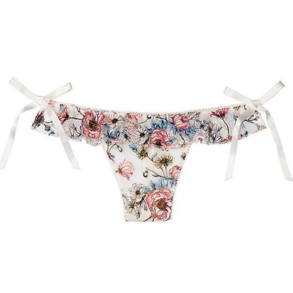 VICTORIA'S SECRET Dream Angels Unlined Bra Top Set 34C Embroidered Ruffle Thong - Picture 7 of 7